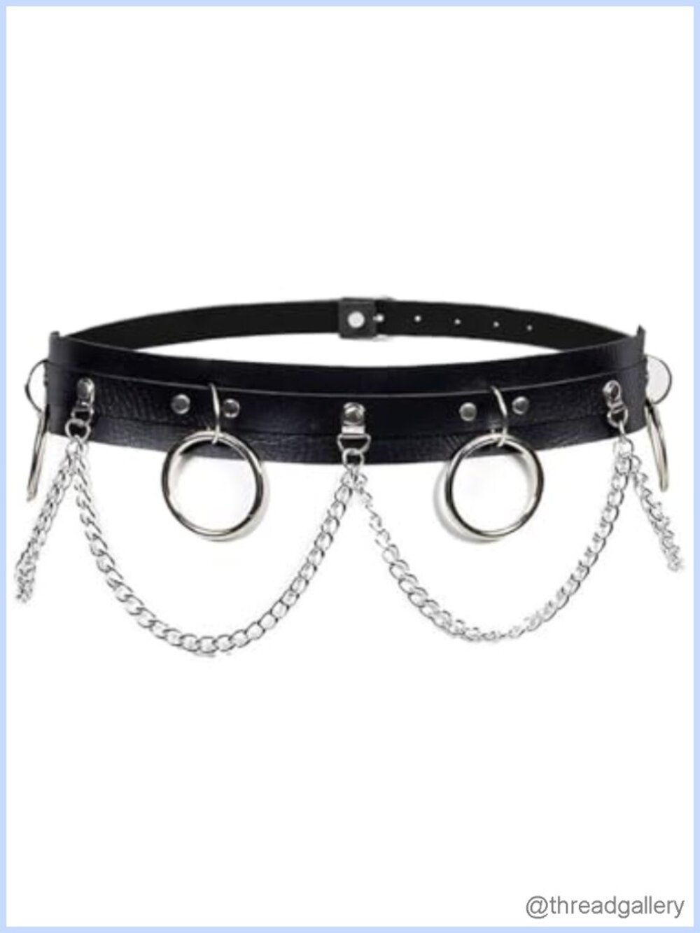 PU Leather Layered Waist Belt Chain Punk Body Jewelry Rave Party